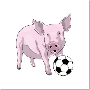 Pig Soccer player Soccer Posters and Art